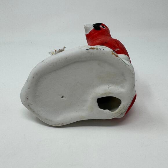 Vintage Cardinal Robin Red Bird on Blooming Branch Ceramic Statue - Picture 7 of 9